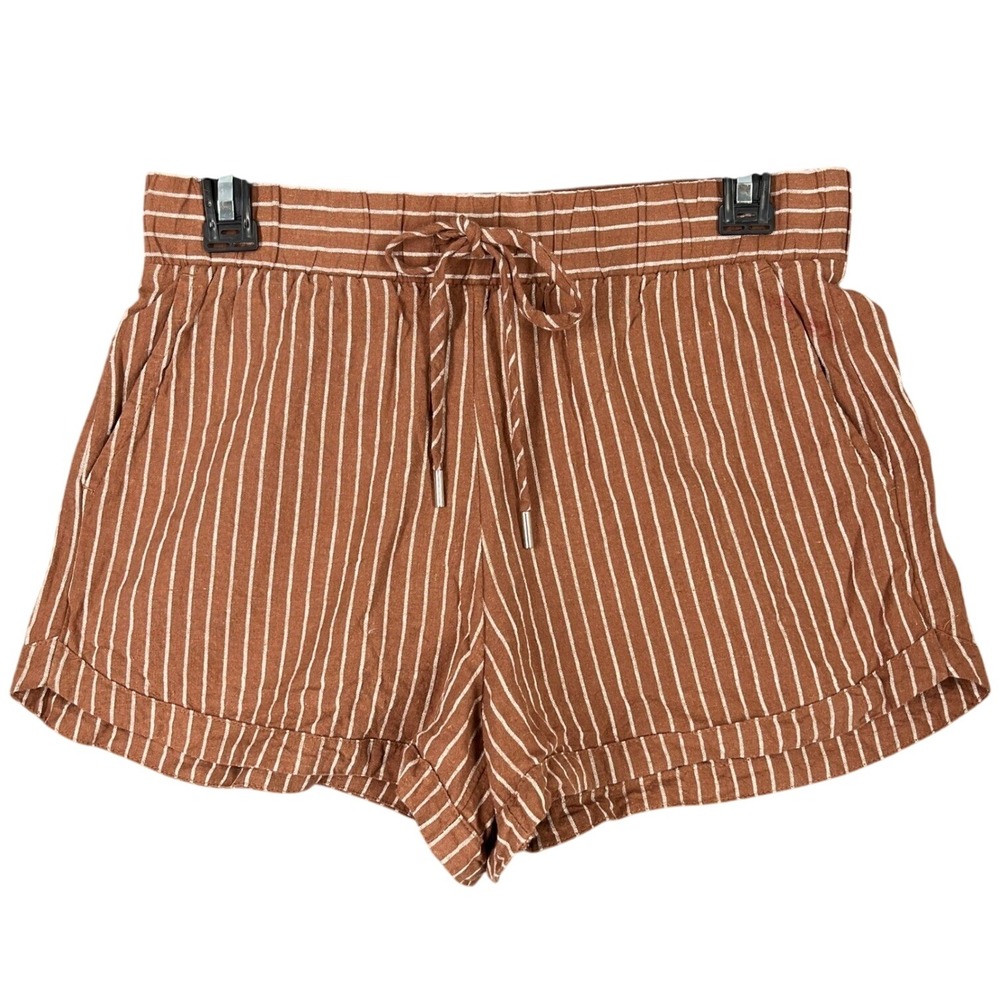 Callia Linen Shorts Elastic Waist Pockets Size S Neutral Sustainable Boho Resort